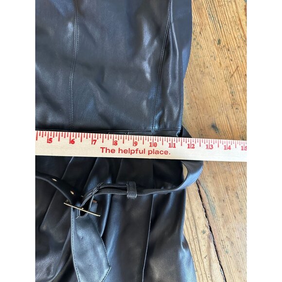 Zara Basic Womens Black Faux Leather Belted Sleeveless Dress Medium - Picture 7 of 7